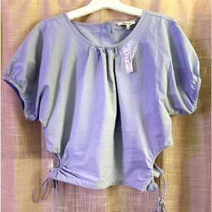 NWT Madewell lightweight Embroidered Poplin Puff-Sleeve Cutout Crop Top